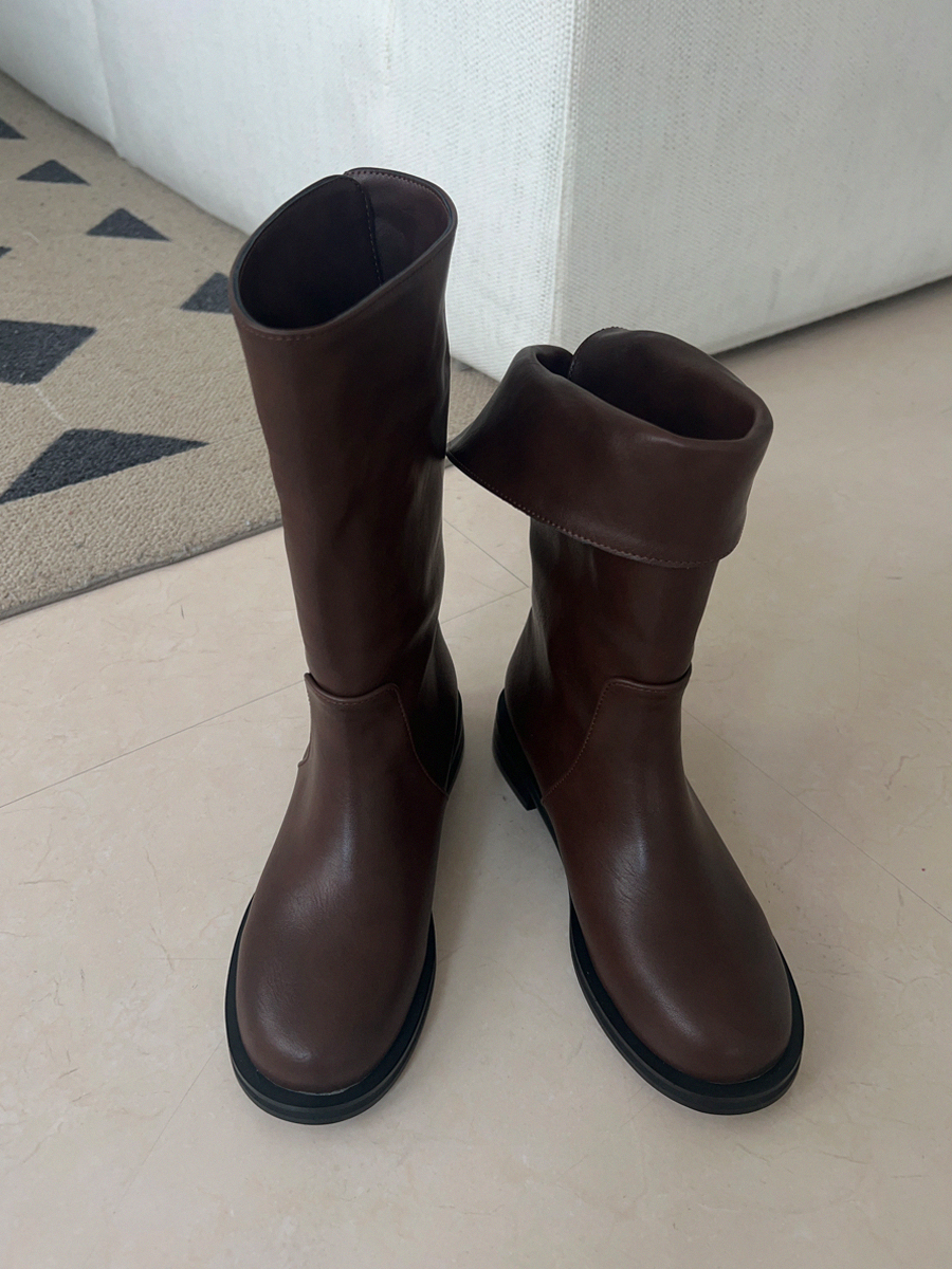 Folding Leather Boots ( Black / Brown )